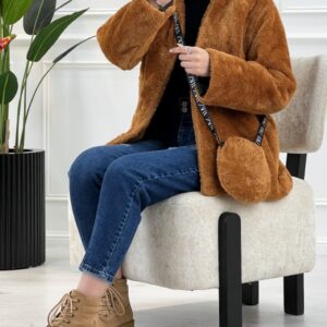 کاپشن دخترانه تدی مدل میشل در رنگ‌های متنوع با کیف ست، مناسب استایل زمستانی شیک و گرم